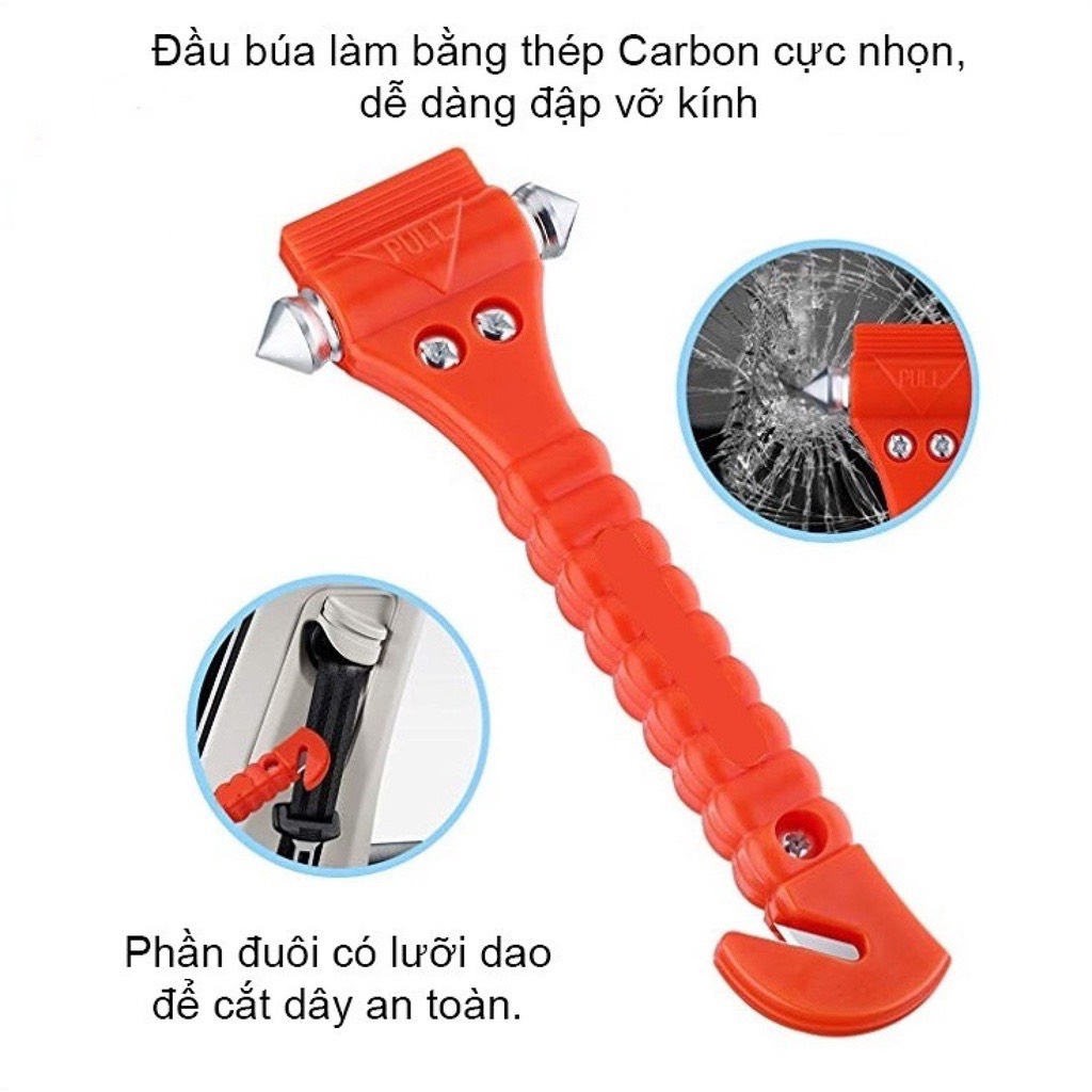 Búa Thoát Hiểm Ô Tô Xe Hơi Phá Kính Và Cắt Dây Đai An Toàn