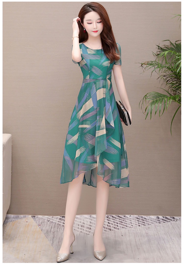 Đầm xoè vintage đắp chéo  sắc xuân dạo phố in 3D cao cấp - Size XXL