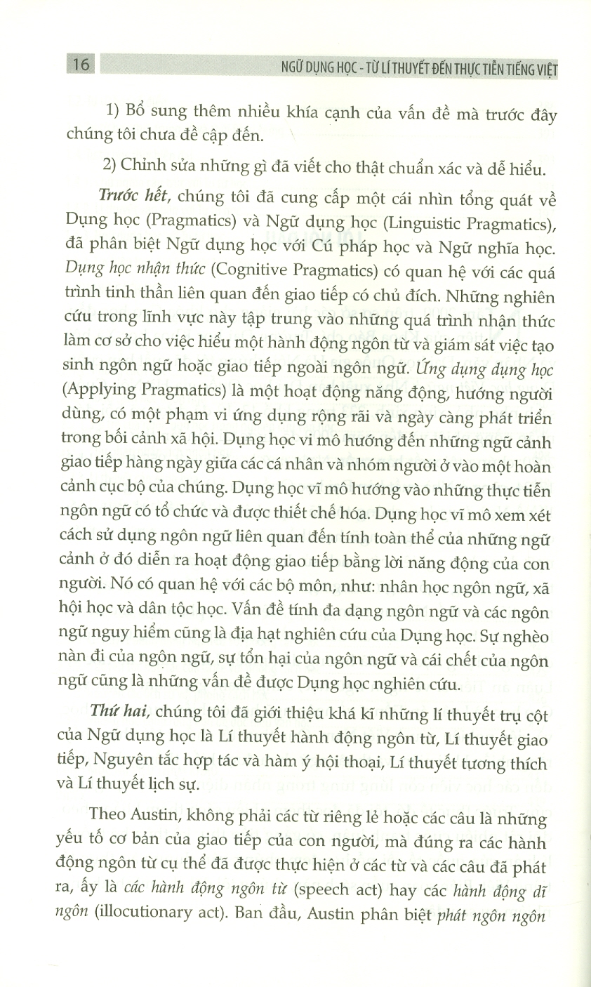 NGỮ DỤNG HỌC - Từ Lí Thuyết Đến Thực Tiễn Tiếng Việt