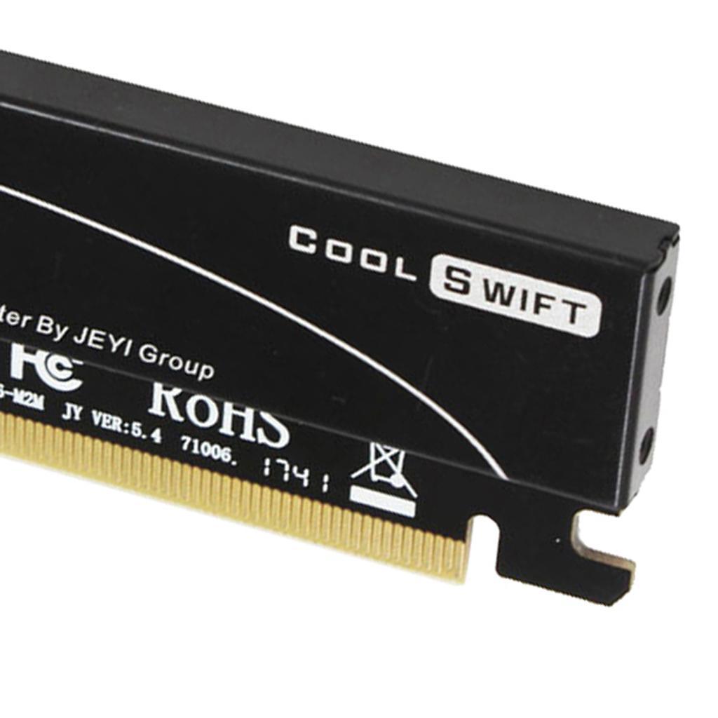 2xNVMe M.2 NGFF SSD to PCIE 3.0 X16 Adapter Expansion Card&Heatsink Case Black