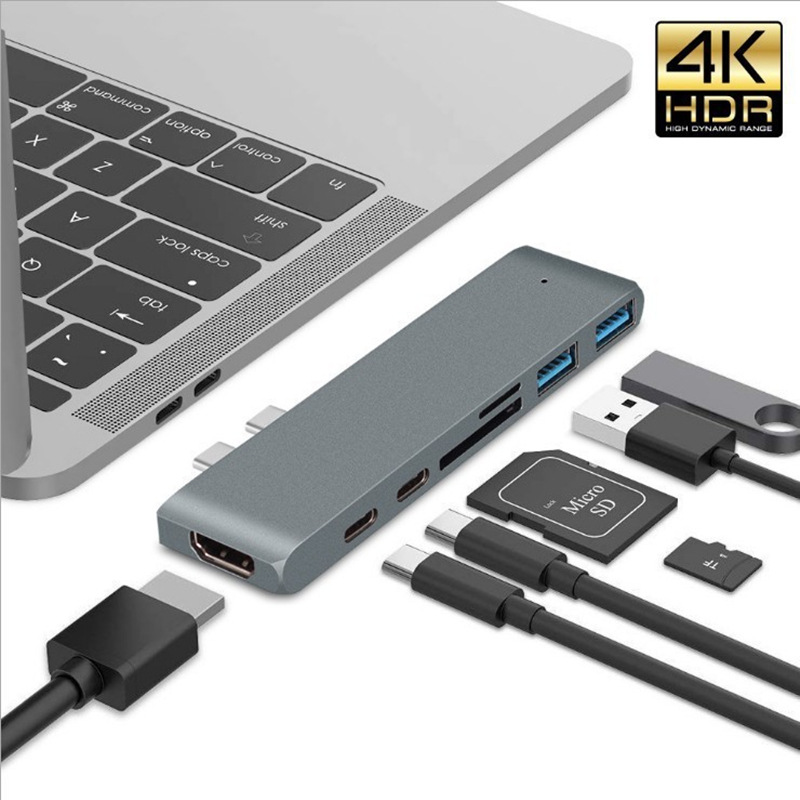 Cổng Chuyển Hub USB C, Type-C ra HDMI 4K 60hz/ usb 3.0/ PD/ TF/ SD dành Cho Macbook Pro và Macbook Air