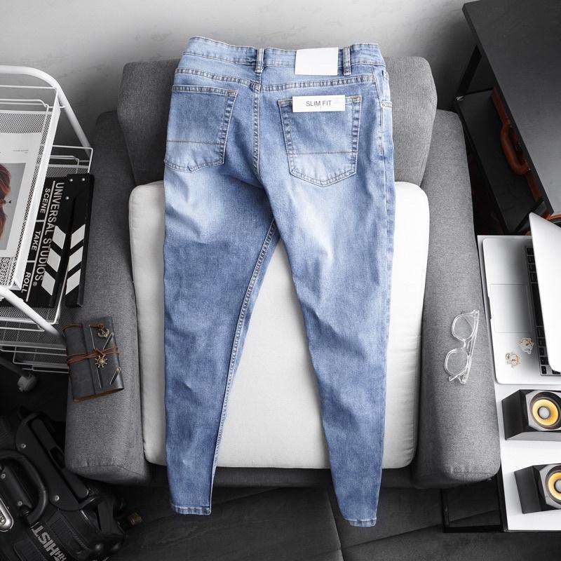 Quần jean nam xanh nhạt hàng cao cấp VNXK co giãn slimfit