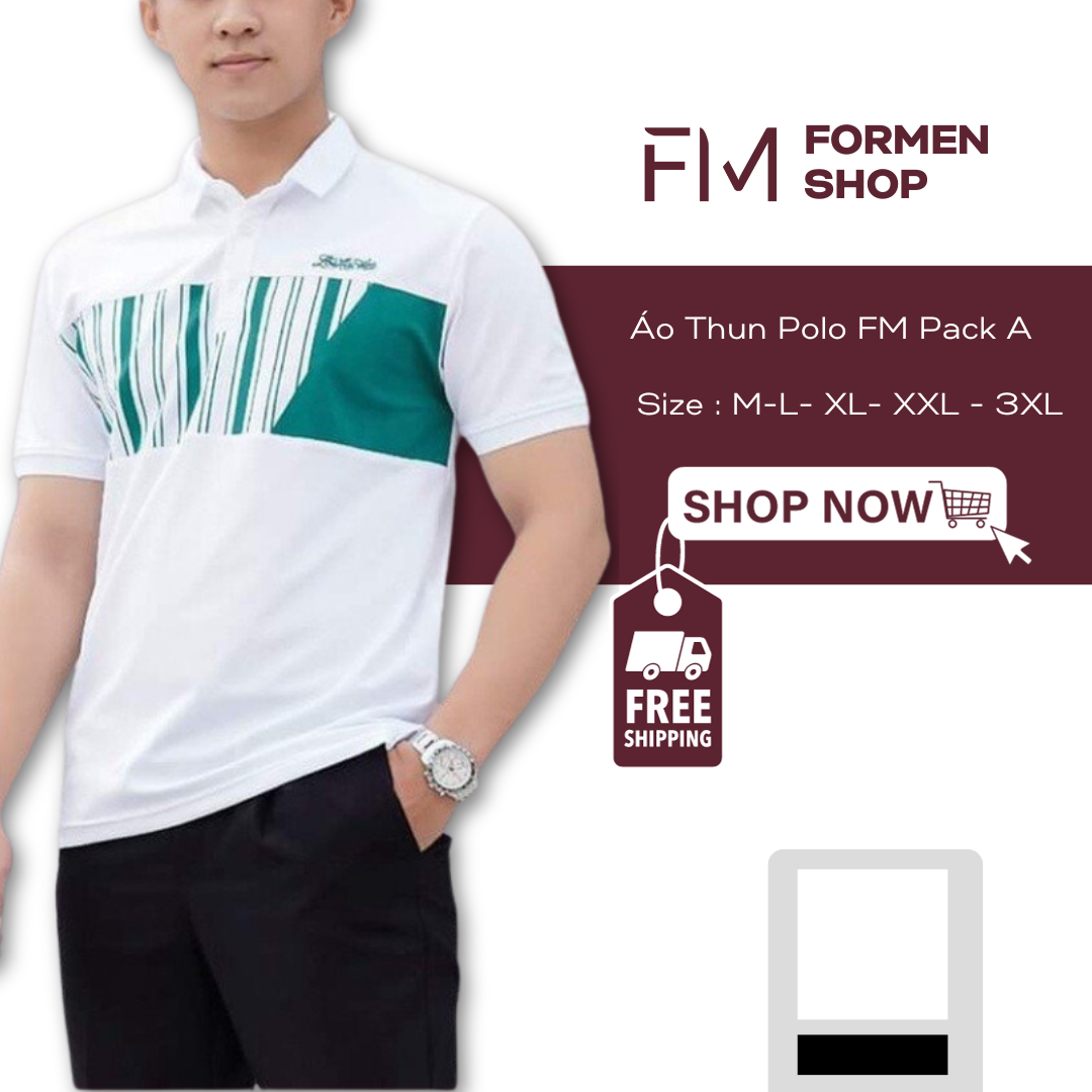 Áo polo ngắn tay nam, chất thun poly mềm mịn co giãn 4 chiều, họa tiết phối màu trẻ trung - FORMEN SHOP - FMPS195