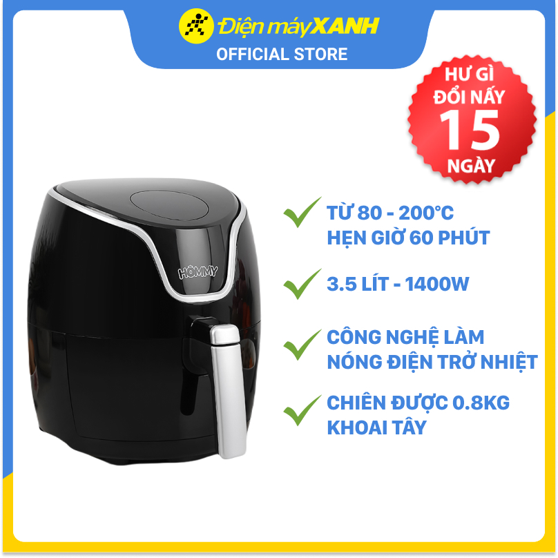 Nồi chiên không dầu Hommy AF20535D Đen 3.5 lít - Hàng chính hãng