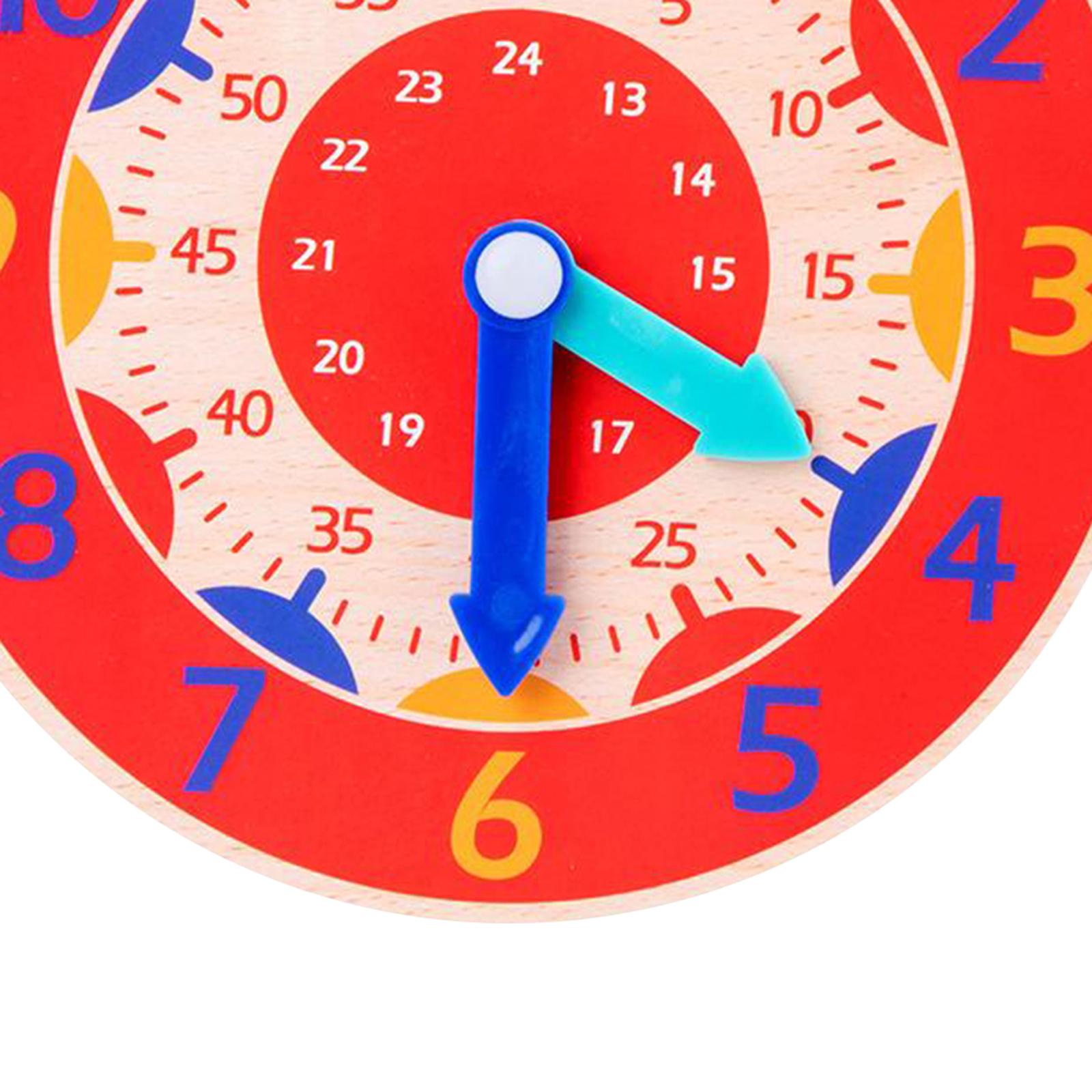 2 Piece Montessori Wooden Clock Toy Teaching Aids Toys for Kids Preschool