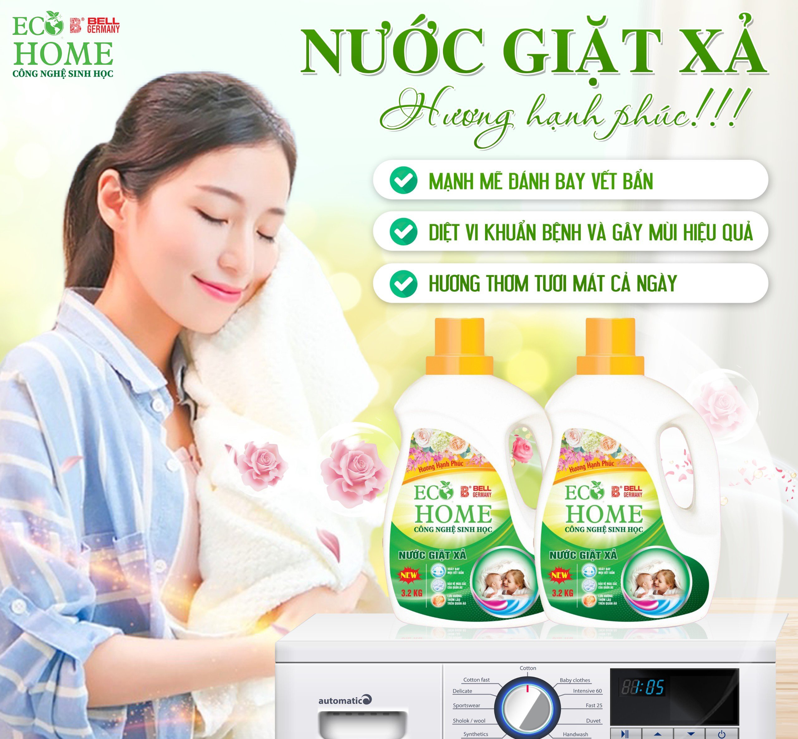 Nước Giặt Xả ECOHOME - Giặt Xả Kim Ngân Store Với Hương Hạnh Phúc Giúp Làm Sạch Quần Áo, Lưu Hương Thơm Lâu