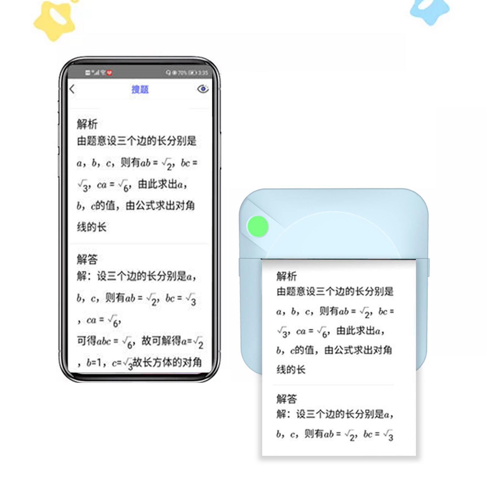 Mini Pocket Photo Printer BT Connection for Picture DIY Handcraft List Journal Notes Memo Receipt Paper Study English Version