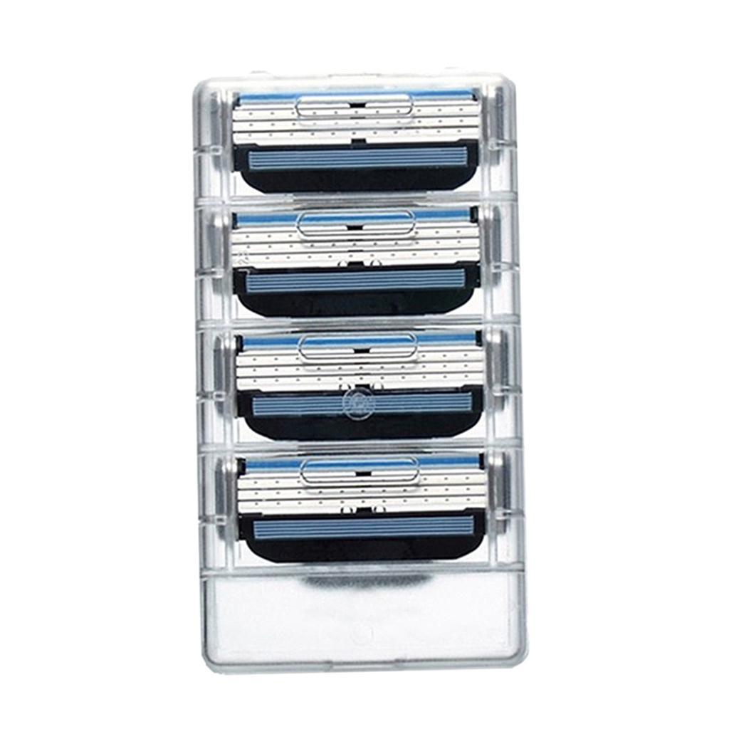 4 Pcs Stainless Steel 3 Layer Razors Blade Men's Shaver Refills Cartridge Blade