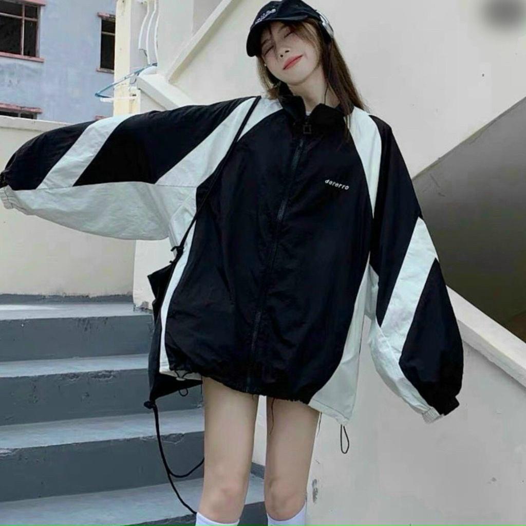 Áo Khoác Bomber Nam Nữ 2 Lớp Cánh Rơi Cổ Trụ Thêu Họa Tiết DERERRO Siêu Hot