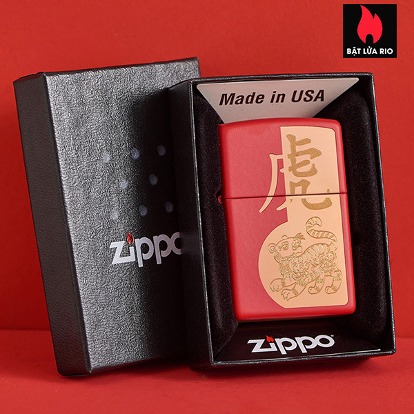 Bật Lửa Zippo 49701 – Zippo Year of the Tiger Design Red Matte