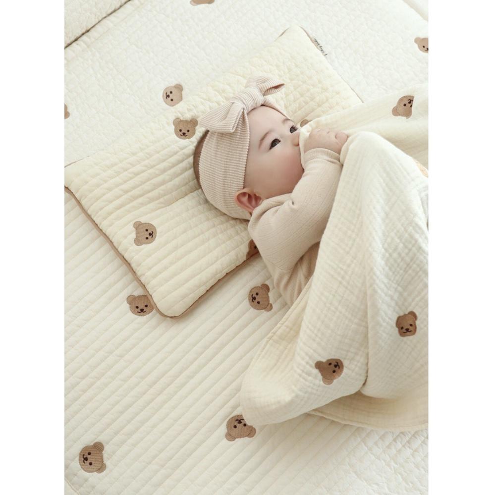 Thảm Đệm Nằm Chezbebe Hàn Quốc Thêu Quilting Gấu Shagomi cho bé - made in Korea