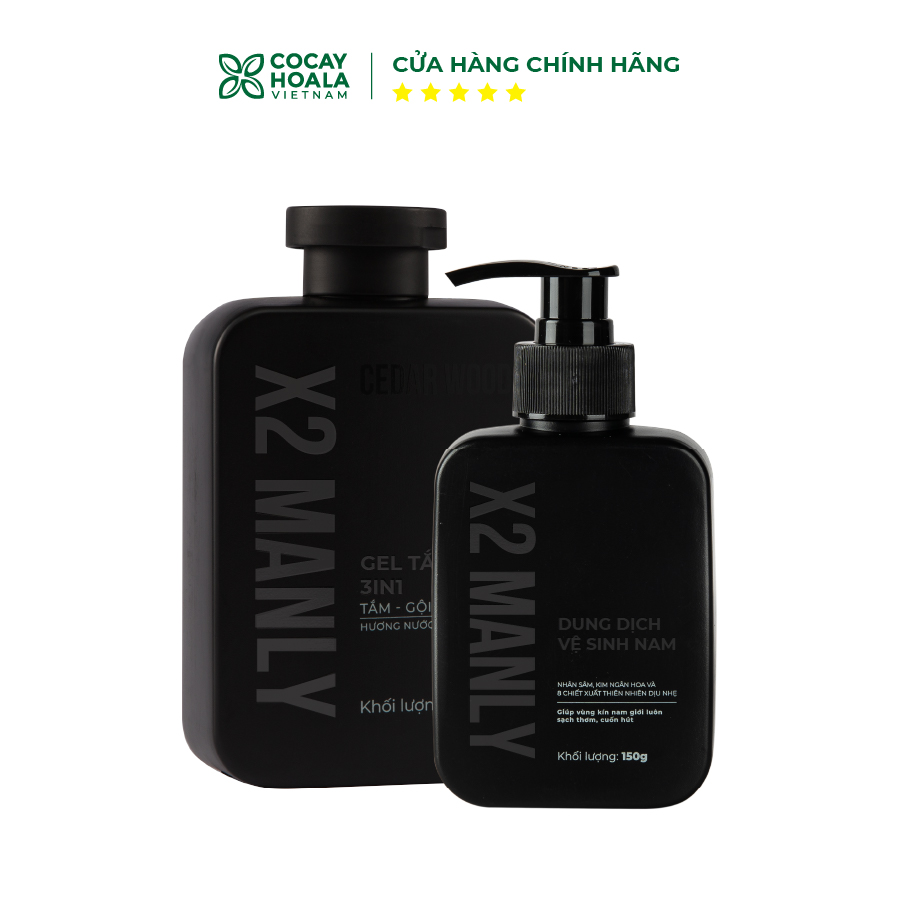 Combo Vì Anh Ngon X2 Manly - Sữa tắm gội hương nước hoa nam tính 320g & Gel vệ sinh nam 150g Cocayhoala