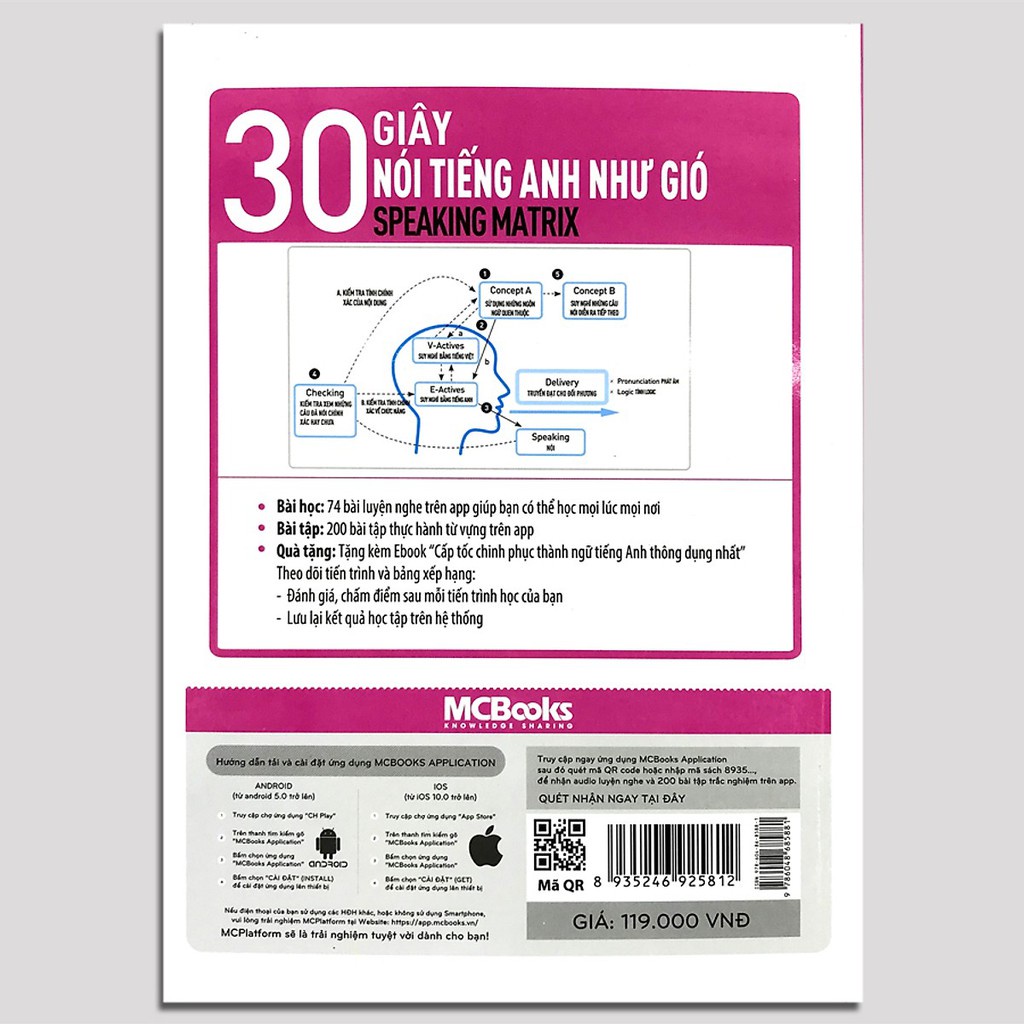 Sách - 30 Giây Nói Tiếng Anh Như Gió - Speaking Matrix - Học Qua App Online - MC