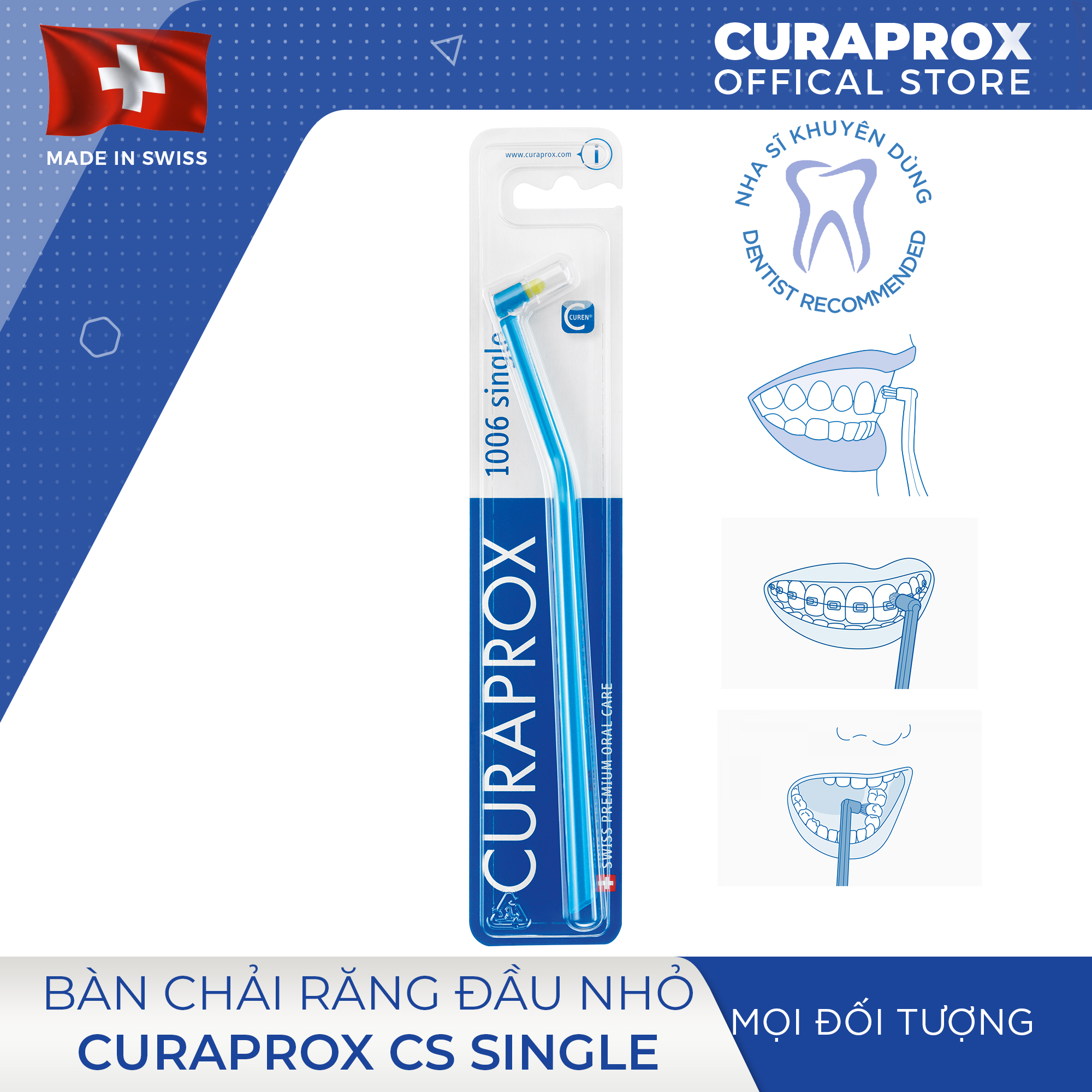 Bàn chải răng đầu nhỏ Curaprox Single (màu ngẫu nhiên)