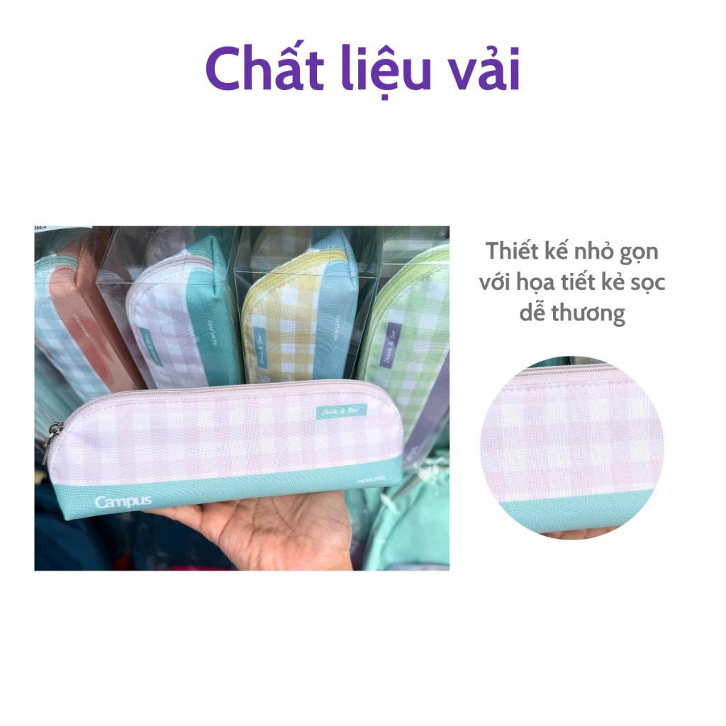 Campus - Túi Bút Check &amp; Bar Màu Xanh Lá