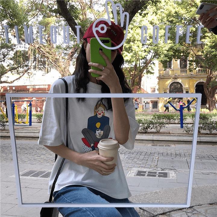 Áo Thun Nữ Unisex Tay Lỡ In Hình Cô Gái Má Đỏ ATN5320 - J.A Shop