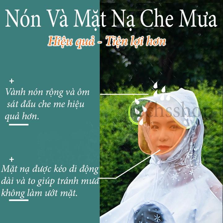 Áo Mưa Cánh Tròn 2 Đầu Có Nón Và Khẩu Trang Che Kính Chiếu Hậu Và Đèn Tiện Lợi Che Mưa