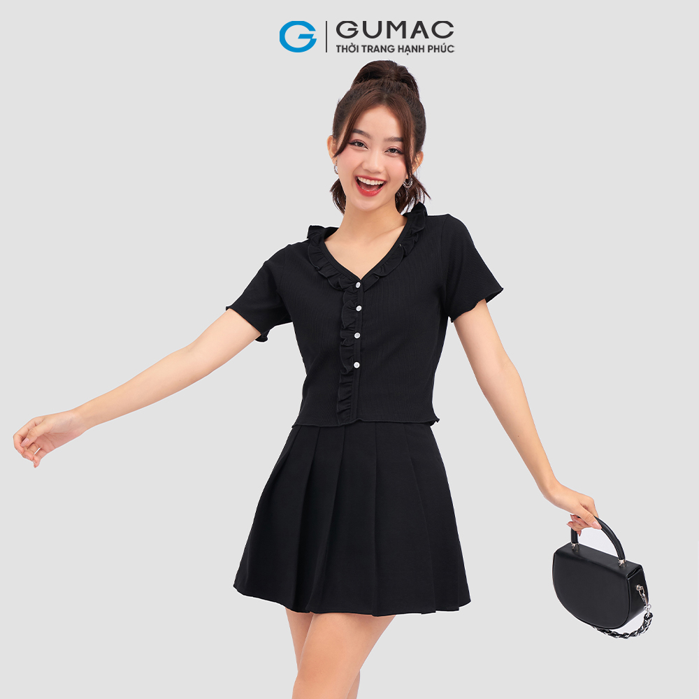 Áo thun GUMAC ATC11046 kiểu phối bèo nữ tính