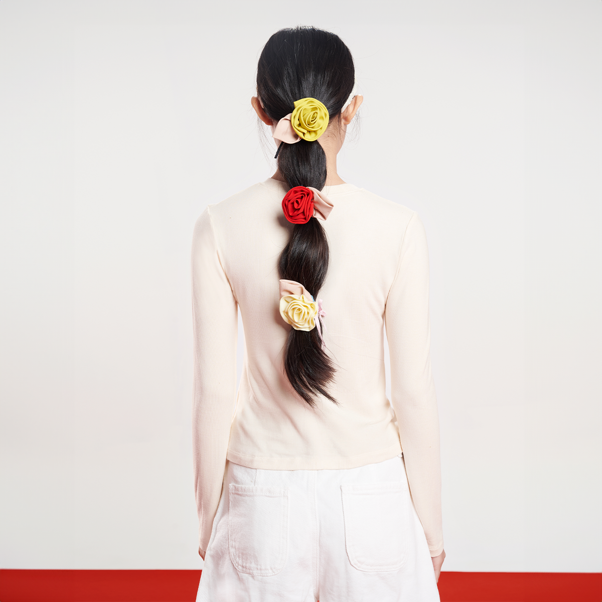 DOTTIE - Áo thun tay dài căn bản - Kem - T0861