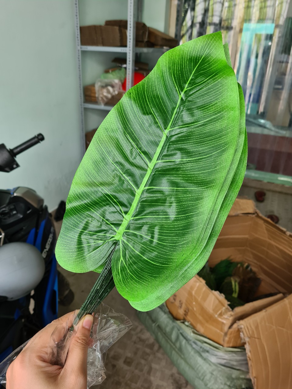 Lá Giả Trang Trí Nhà Cửa sân vườn quán Lá trầu bà đế vương xanh