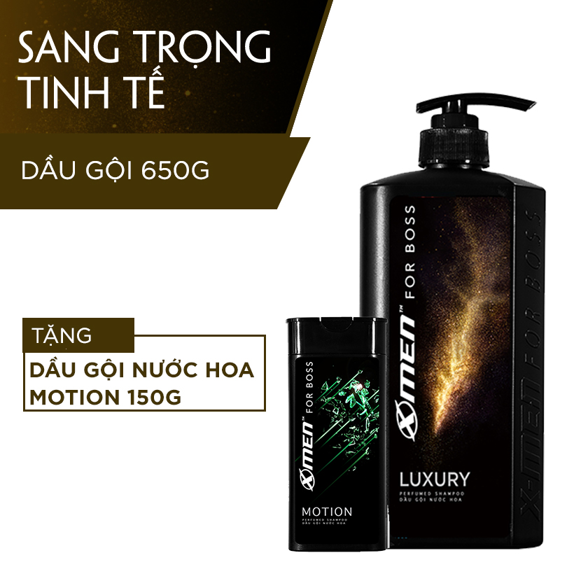 Combo Dầu gội nước hoa X-Men for Boss Luxury 650g + Dầu gội nước hoa X-Men for Boss Motion 150g