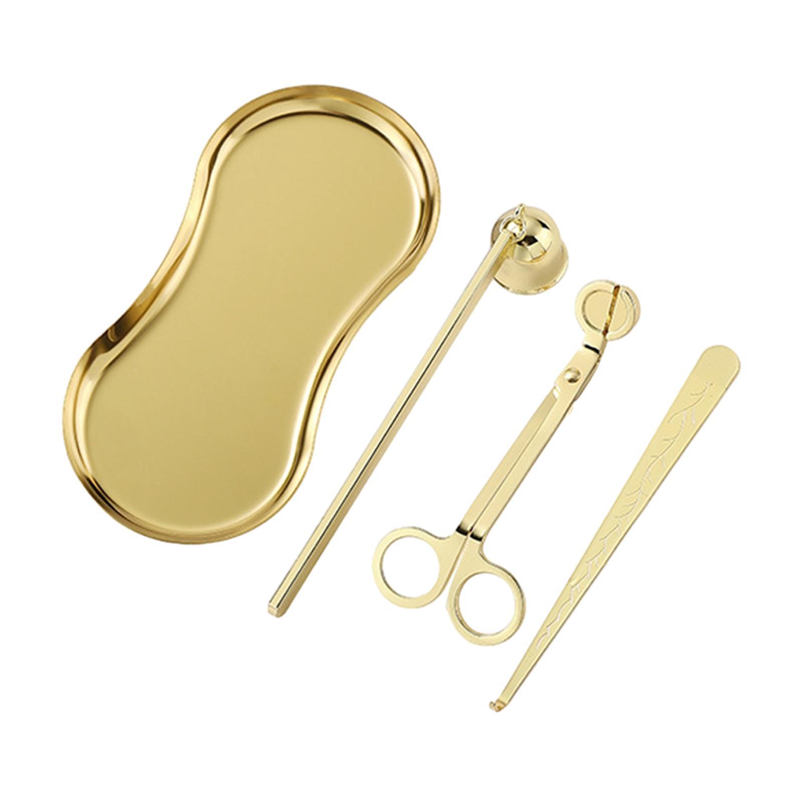4Pcs Candle Accessory Wick Cutter Extinguisher Stainless Steel Rustproof Sturdy Wick Dipper with Storage Tray