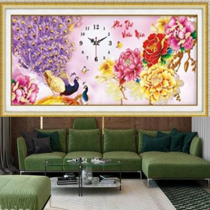 Tranh thêu công phu thê viên mãn LV3161 - kích thước: 88 * 38cm.
