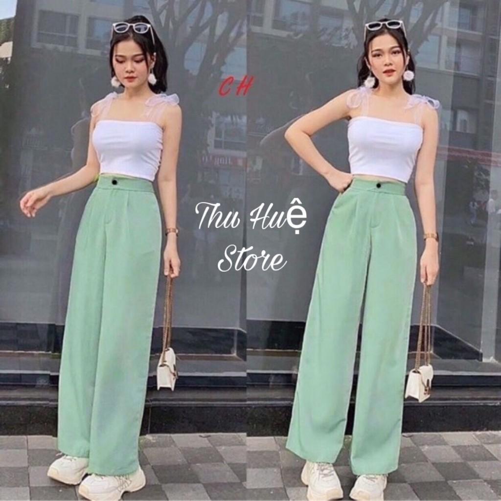 Quần Ống Rộng Lưng Cao Chất Vải Dày Dặn Chuẩn From