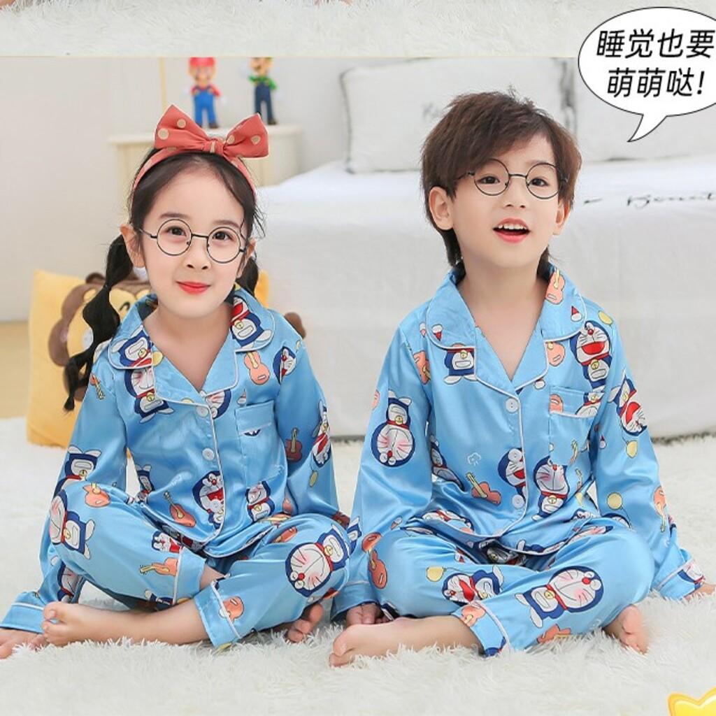 Bộ Đồ Ngủ Pijama Lụa In Pikachu Cực Xinh Cho Bé Trai Bé Mặc Đều Xinh, Đồ Bộ Pijama Hình Cho Bé Từ 6-28Kg - SUMO CITY