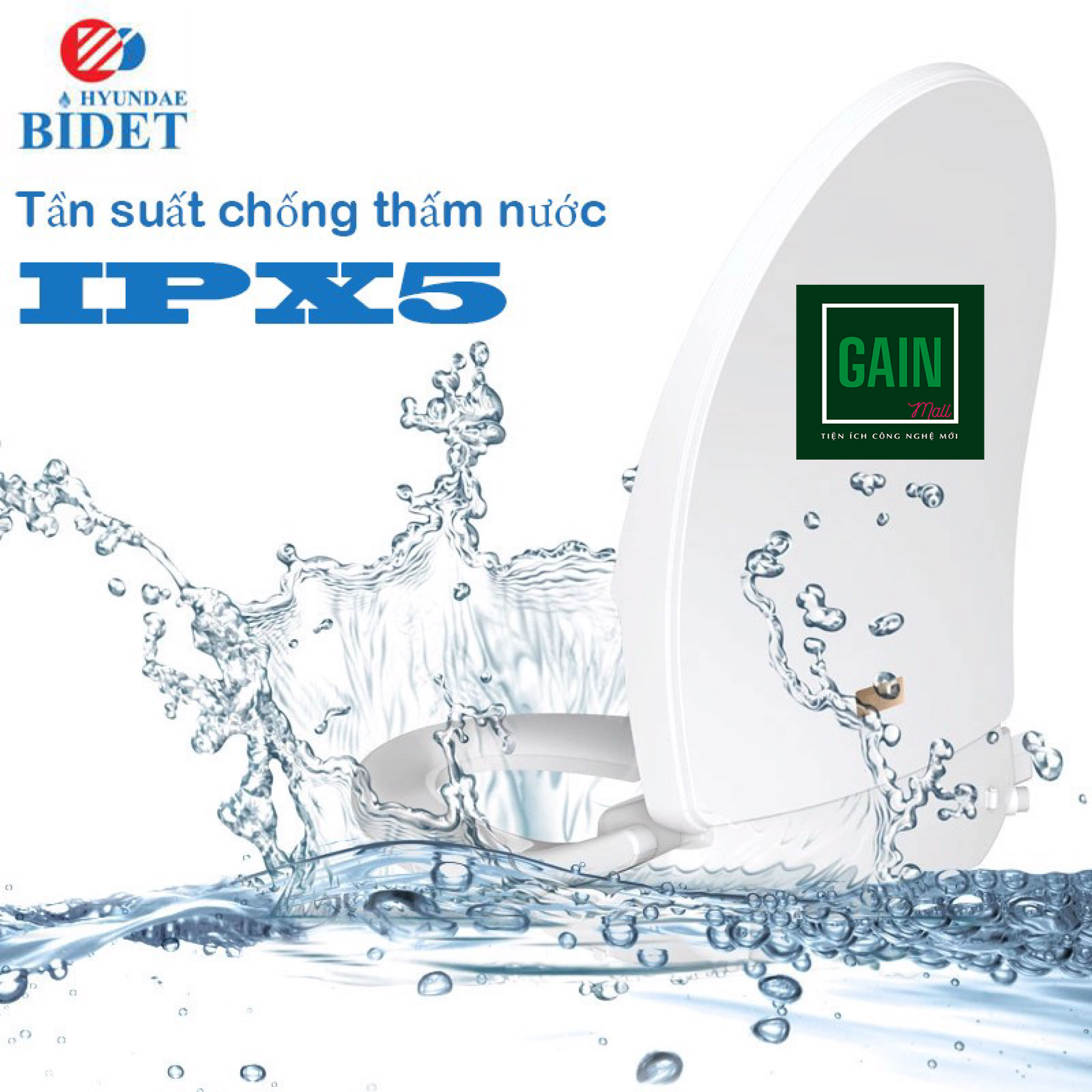 Nắp Bồn Cầu Điện Tử Thông Minh Hyundae Bidet HB220 Nhập Khẩu Hàn Quốc, BH 2 Năm Chống Nước IPX5, Sưởi Bệt Sấy Khô