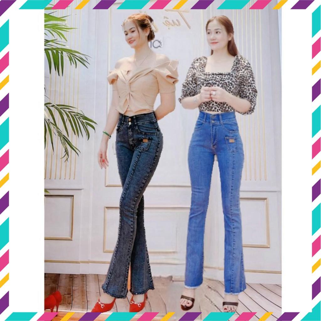 Quần jean lưng cao ống đứng loe form vnxk . quần jeans ong loe lưng siêu cao có size đại , bigsize