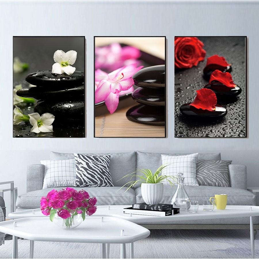 Bộ ba tranh trang trí spa hút tài lộc về nhà - tráng gương cao cấp
