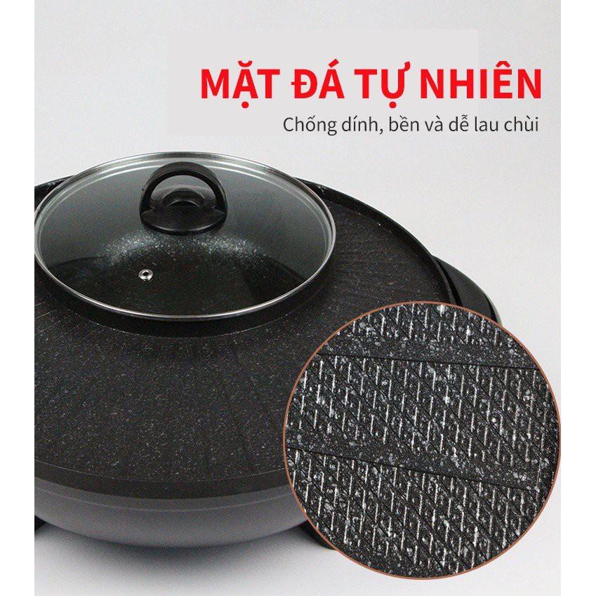 Bếp lẩu nướng điện tròn đa năng 2 in 1 OSAKA, Nồi lẩu nướng 2 ngăn Hàn Quốc