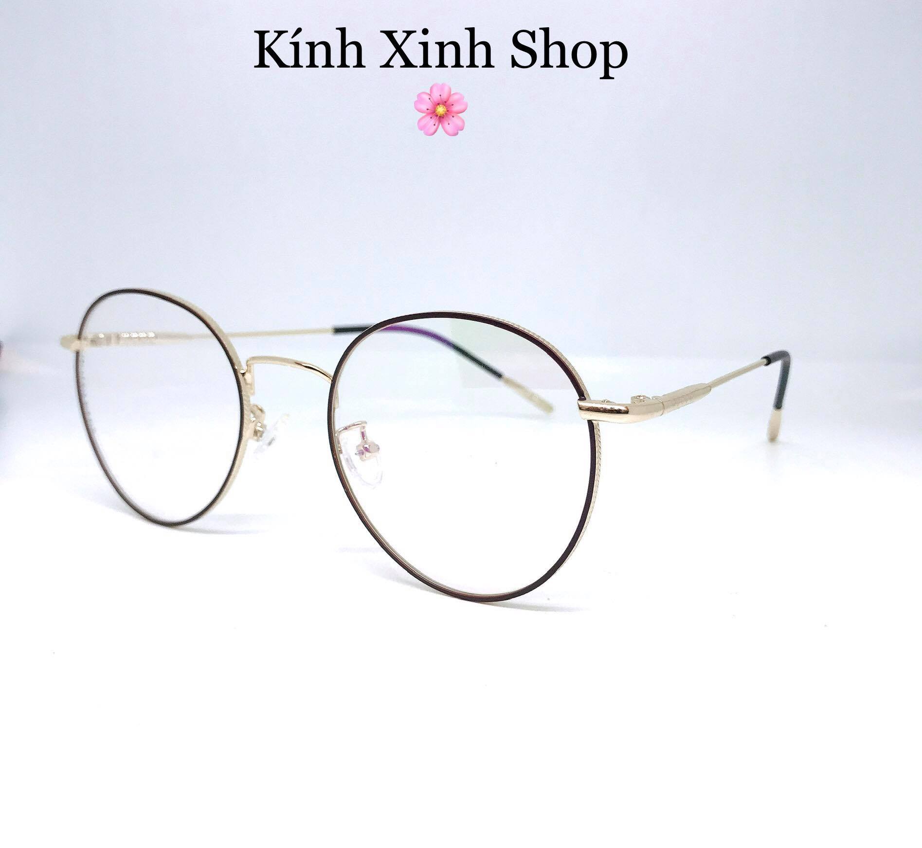 Kính Mắt tròn kim loại cao cấp tròng kính bluecut chống ánh sáng xanh G90015