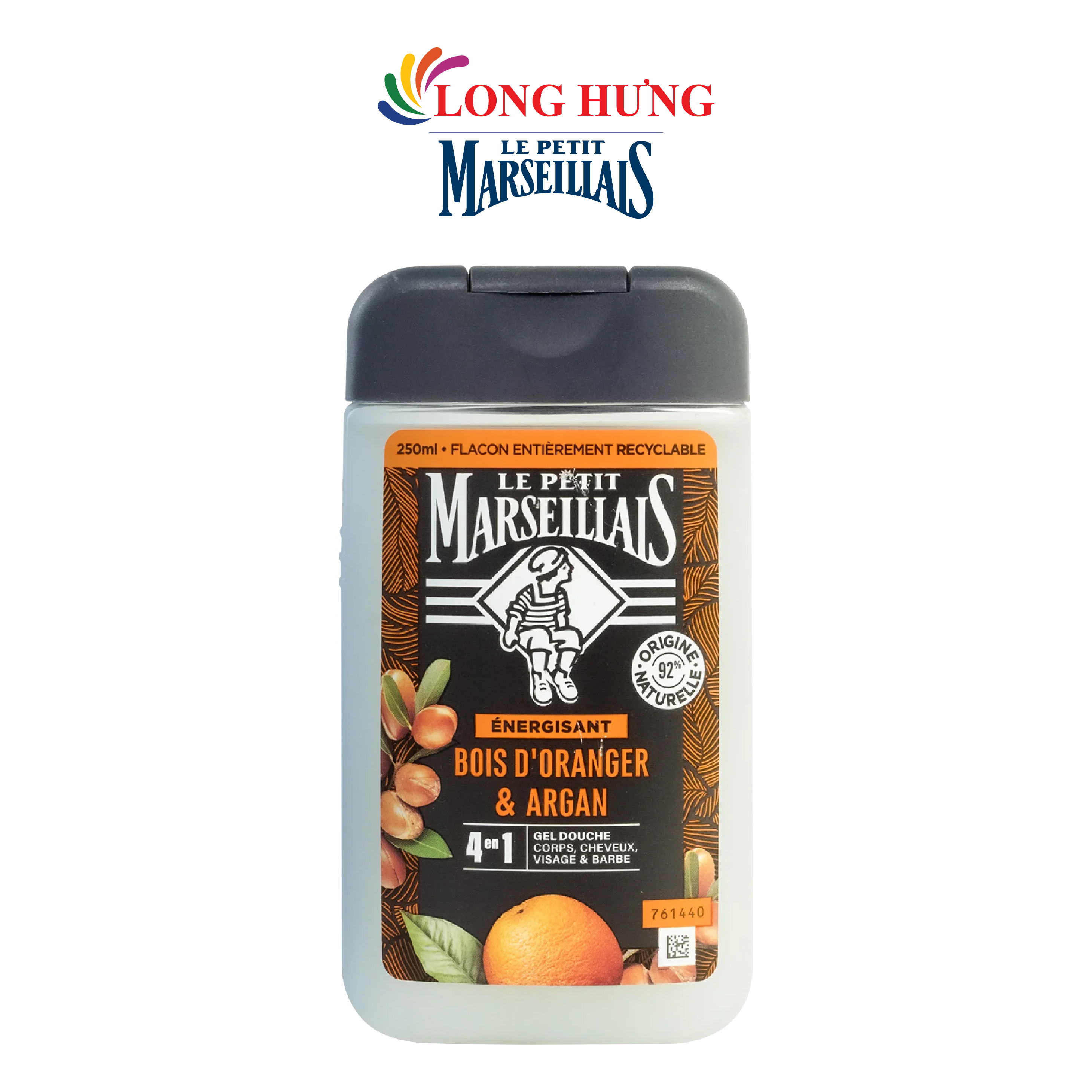 Sữa tắm 92% hữu cơ Le Petit Marseillais 4 in 1 (250ml) - Hàng chính hãng