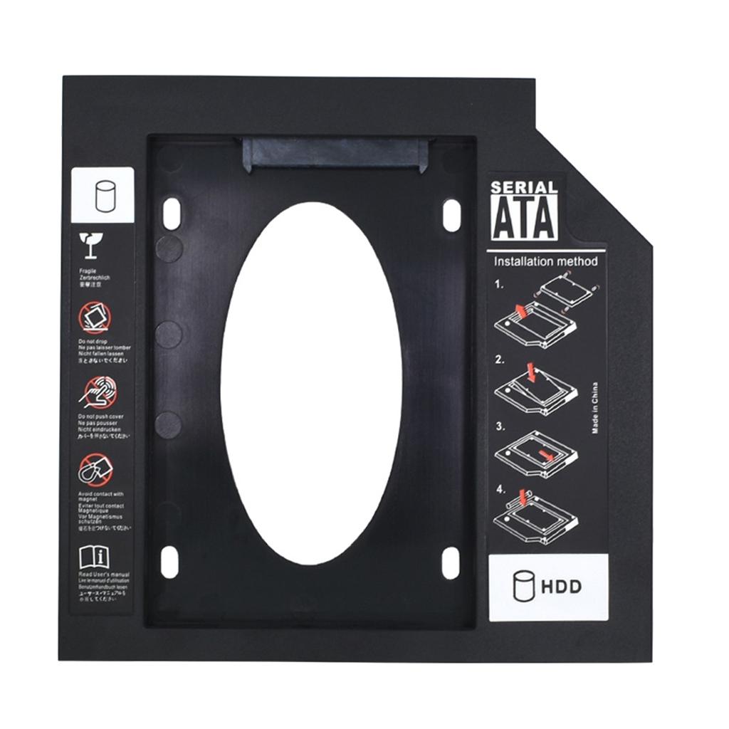 ABS 9.5mm SATA3.0 SSD HDD Hard Drive Caddy Optical Bay Bracket for Laptops Black