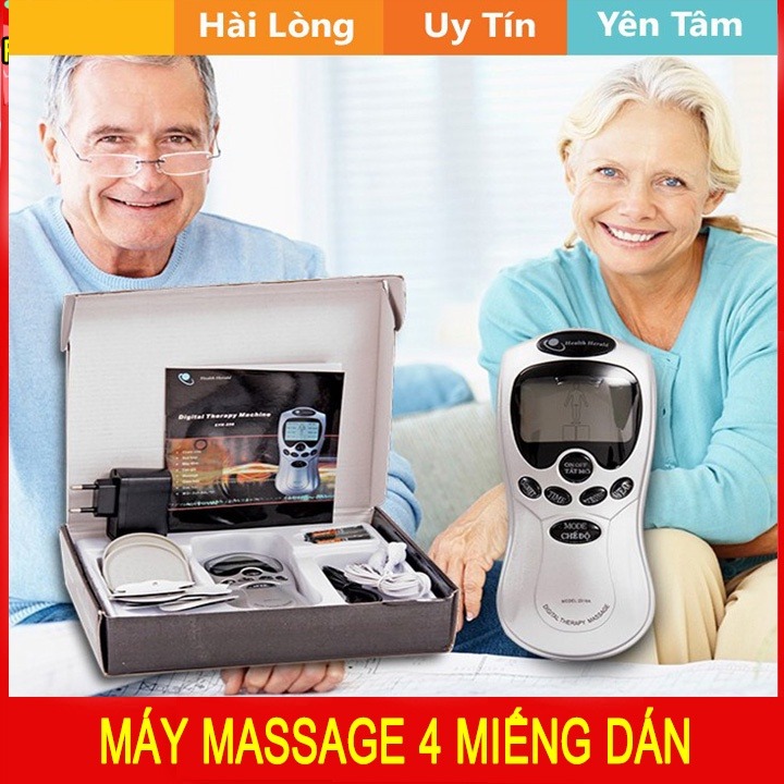 Máy châm cứu mini, Máy massage 4 miếng dán xung điện cầm tay - Thư giản lưng cổ vai gáy - Hàng Nhập Khẩu