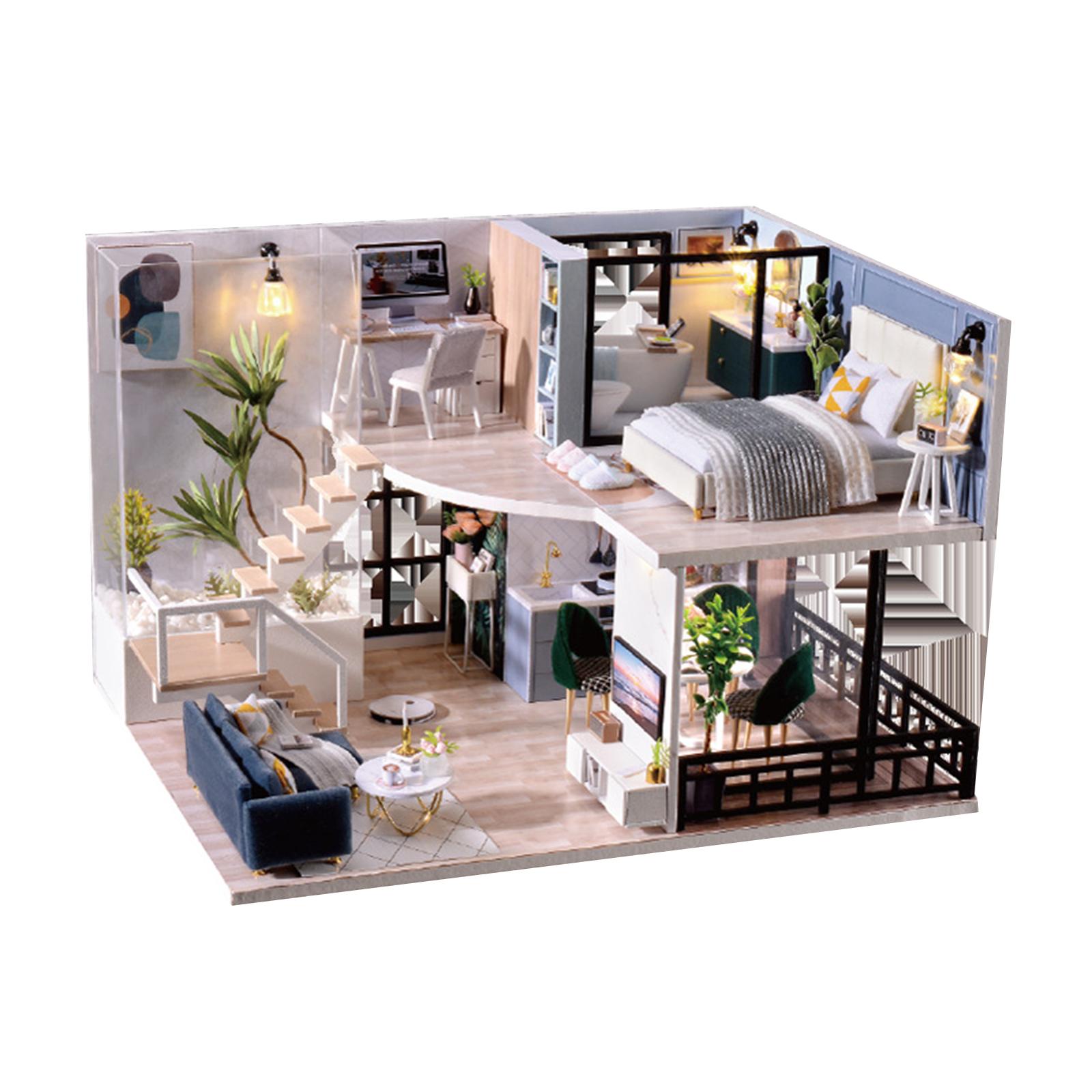 Miniature Wood Dollhouse Furniture Kit Cottage Puzzles Building Kit Toy
