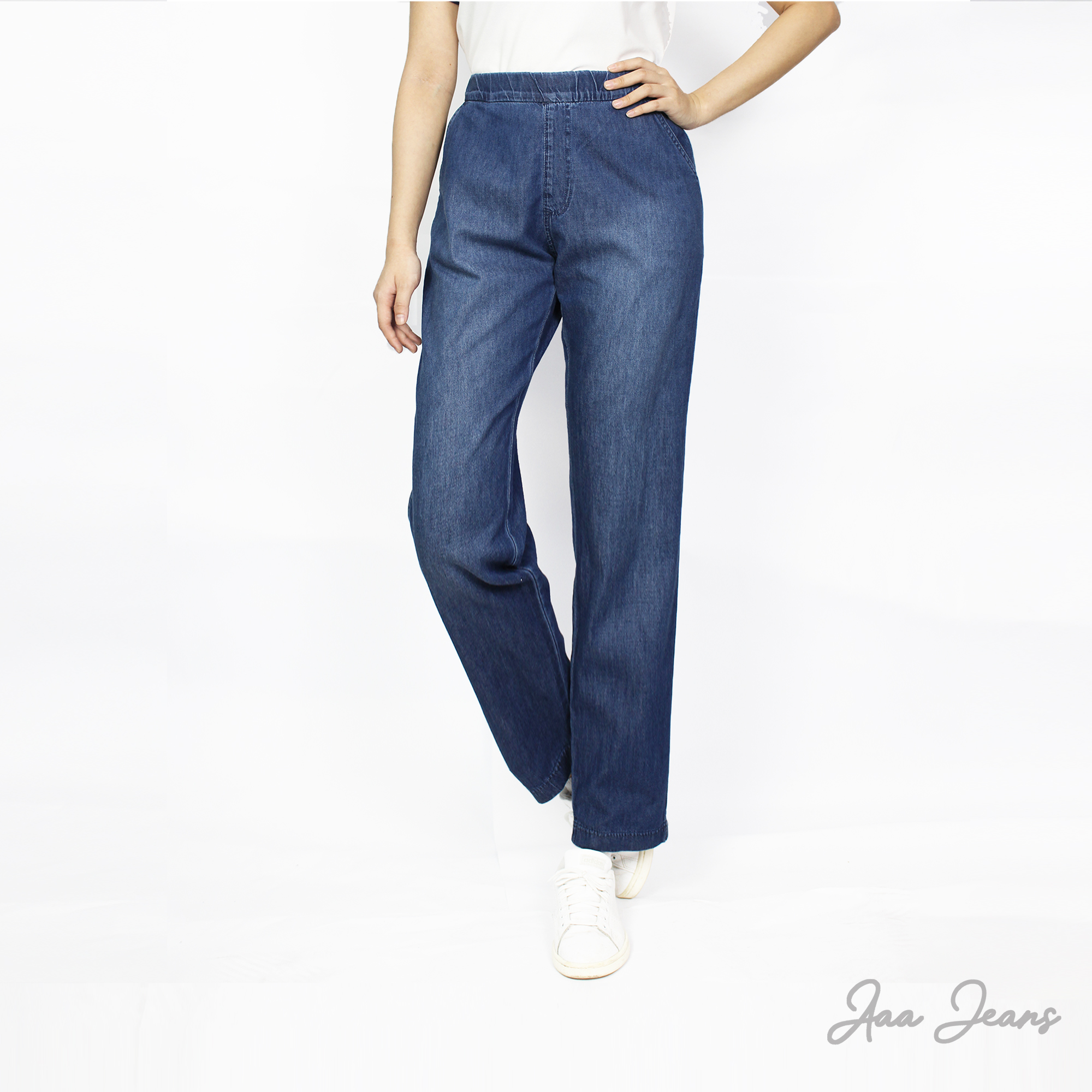 Quần Jeans Nữ Lưng Thun Ống Suông Relax Fit Aaa Jeans