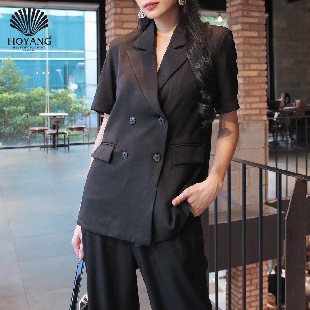 Áo Blazer Trơn Cộc Tay Phối Đồ Auto Đẹp HOYANG AV19
