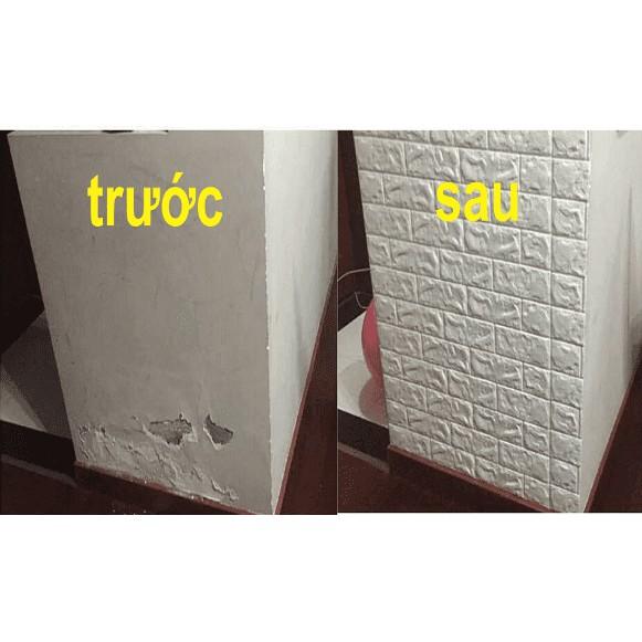 Combo 10 TẤM XỐP DÁN TƯỜNG 3D ĐẸP GIẢ GẠCH CHỐNG ẨM DÀY 3,5MM màu Trắng