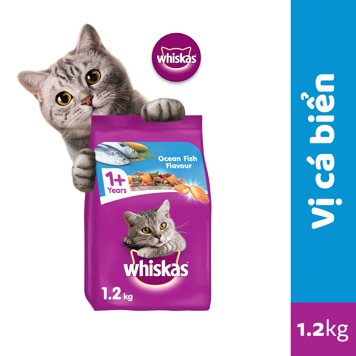 Thức ăn mèo Whiskas vị cá biển túi 1.2kg