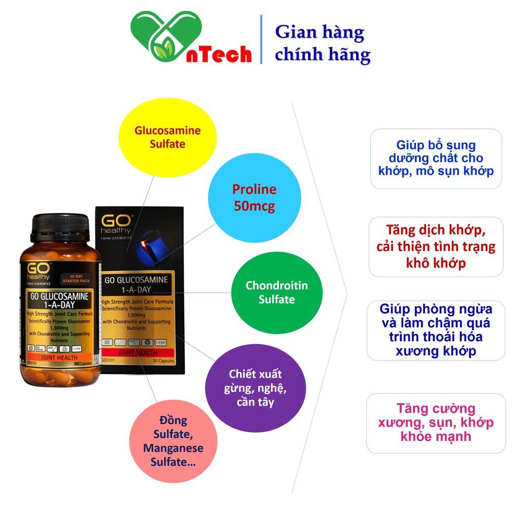 Bổ xương khớp Go Healthy Glucosamine 1500mg Hỗ trợ điều trị viêm khớp đau xương khớp giúp xương chắc khỏe hộp 30 & 60 viên