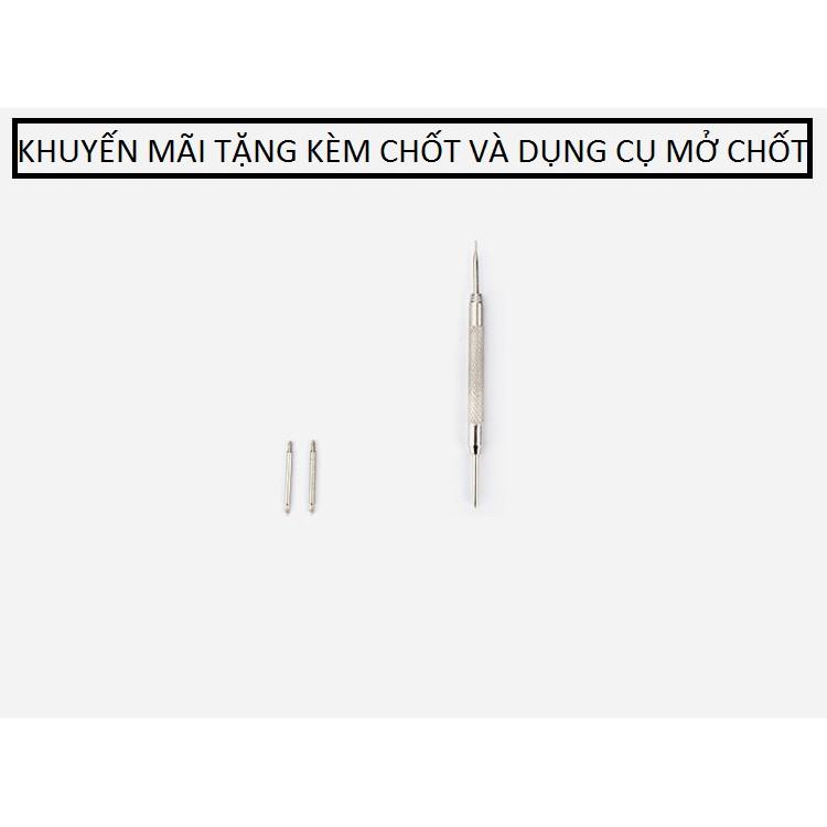 Dây Đồng Hồ Da Khóa Bướm Bạc - Dây Da Đồng Hồ 16mm 17mm 18mm 19mm 20mm 21mm 22mm