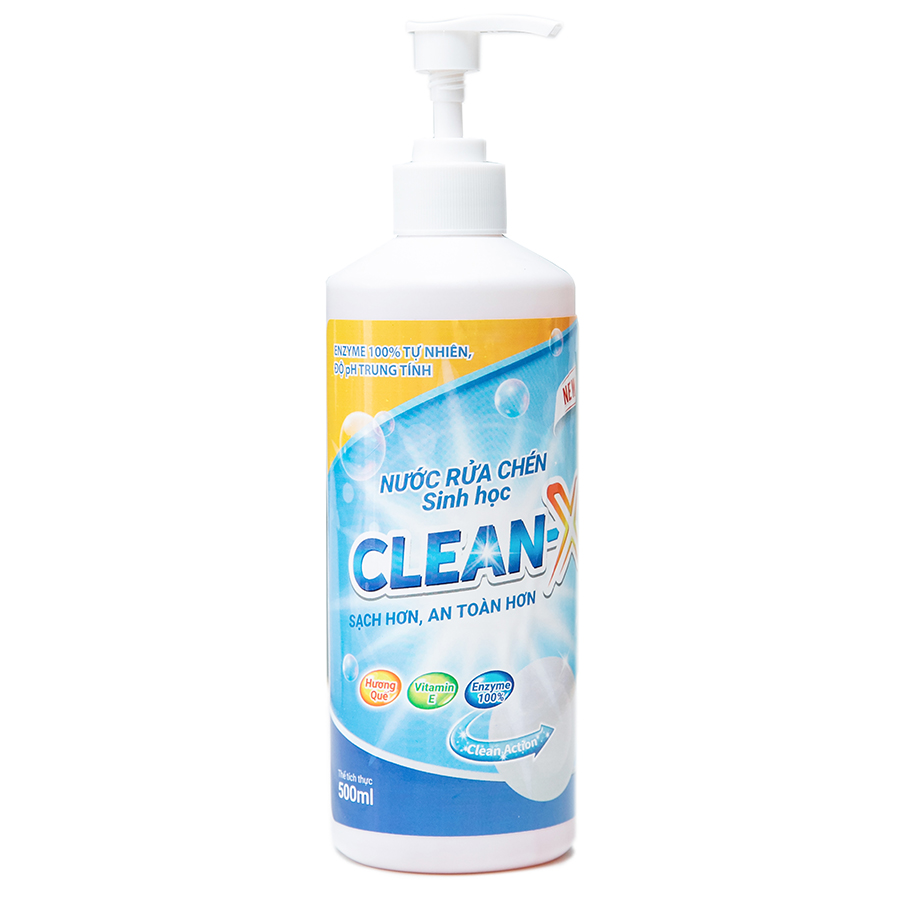 NƯỚC RỬA CHÉN BÁT SINH HỌC CLEANX 500ml - COMBO 3 Chai 500ML