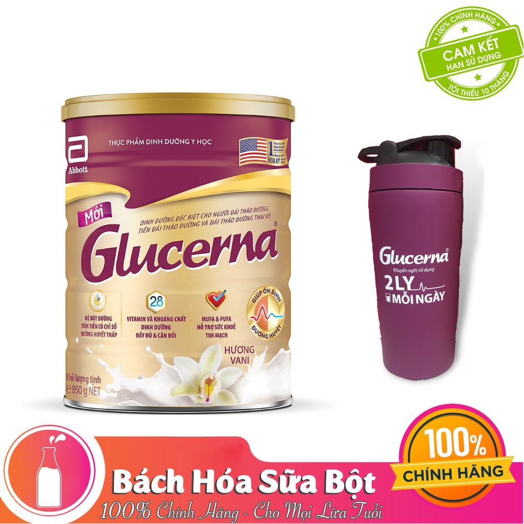 Sữa Bột Abbott Glucerna GLVLA Dành Cho Người Đái Tháo Đường Và Tiền Đái Tháo Đường (850g) - Tặng Bình Lắc Giữ Nhiệt