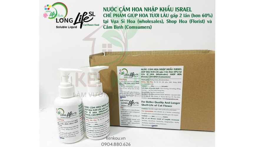 Dưỡng hoa tươi Chai 100ml Long life Israel - dưỡng chất giúp hoa cắt cành tươi lâu hơn