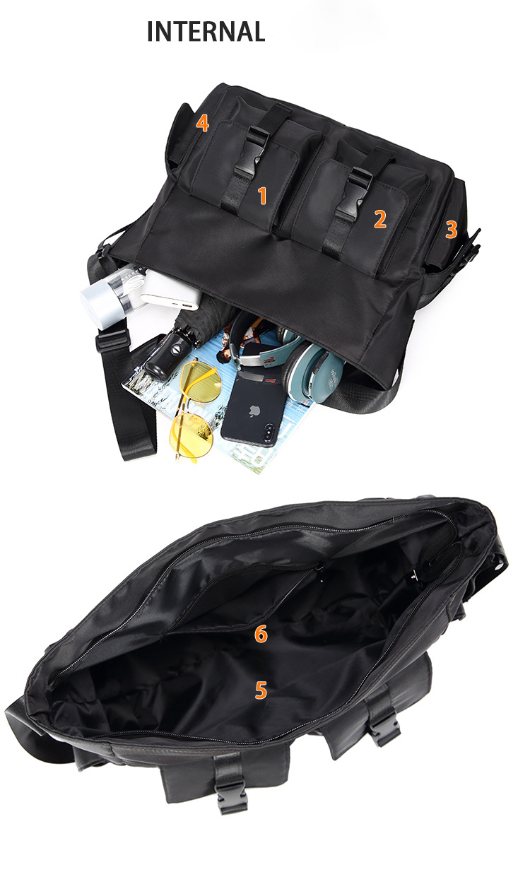 Túi vải balo đeo vai E&amp;S Messenger Unisex chống thấm nước , nhiều ngăn túi du lịch, công sở ,học sinh, sinh viên BL009