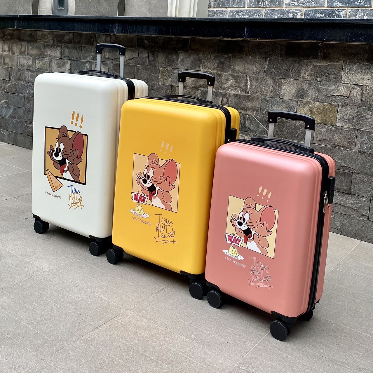 HÌNH THẬT_Vali Du Lịch Tay Kéo In Hình Cute Hình In Không Bong Tróc Chất Liệu Nhựa Nhám PC+ABS 4 Bánh Xe Xoay 360 Độ Hàng Sẵn Kho Đủ Size 20/24/26 inch