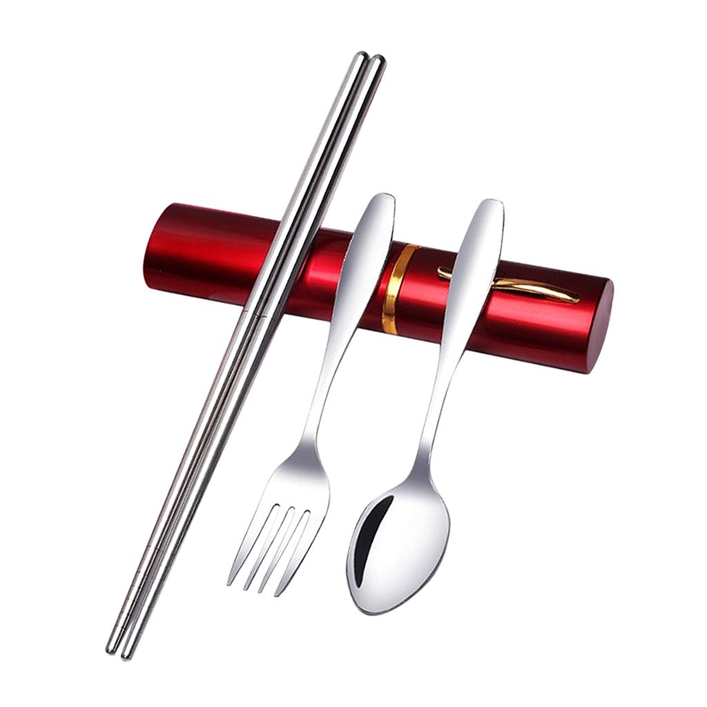 Tableware Stainless Steel Travel Portable Chopsticks, Forks Spoons